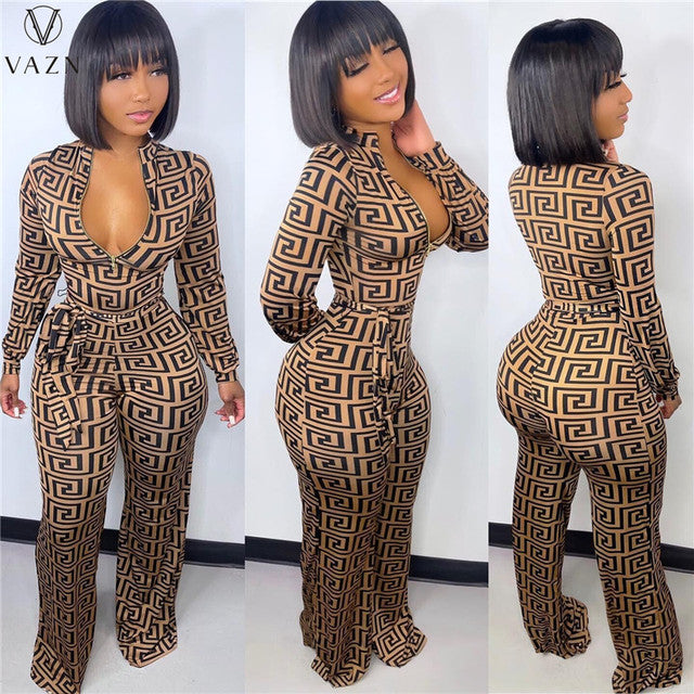 Printed Tight Jumpsuits - Executive-Skincare