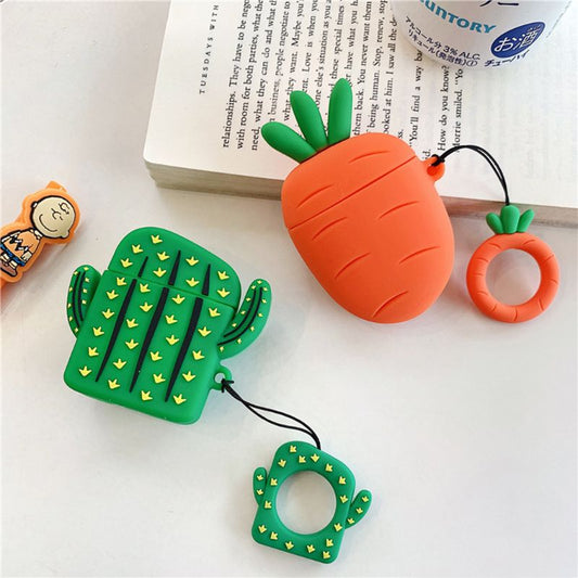 Cute Cactus Carrot Pattern Soft Silicone Protective Cover Shockproof Case Skin for Airpods - Executive-Skincare