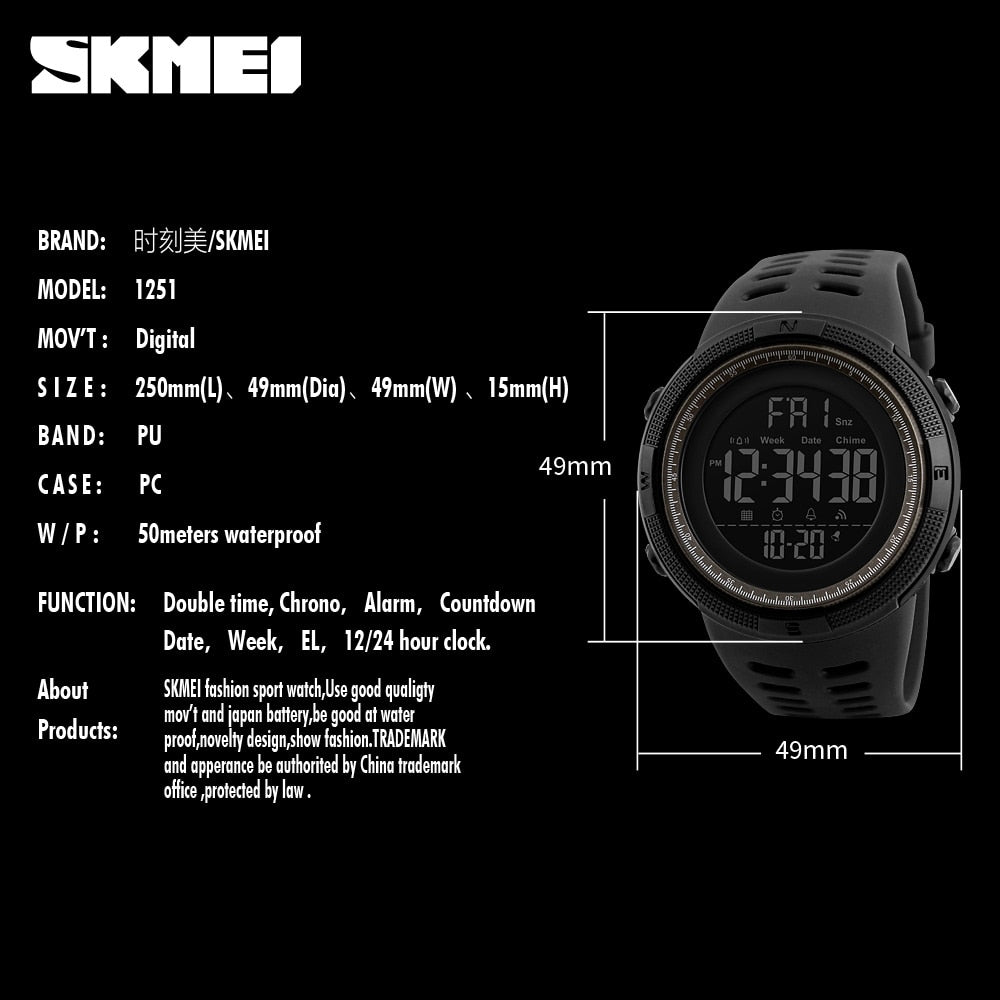 SKMEI Brand Mens Sports Watches Luxury Military Watches For Men - Executive-Skincare