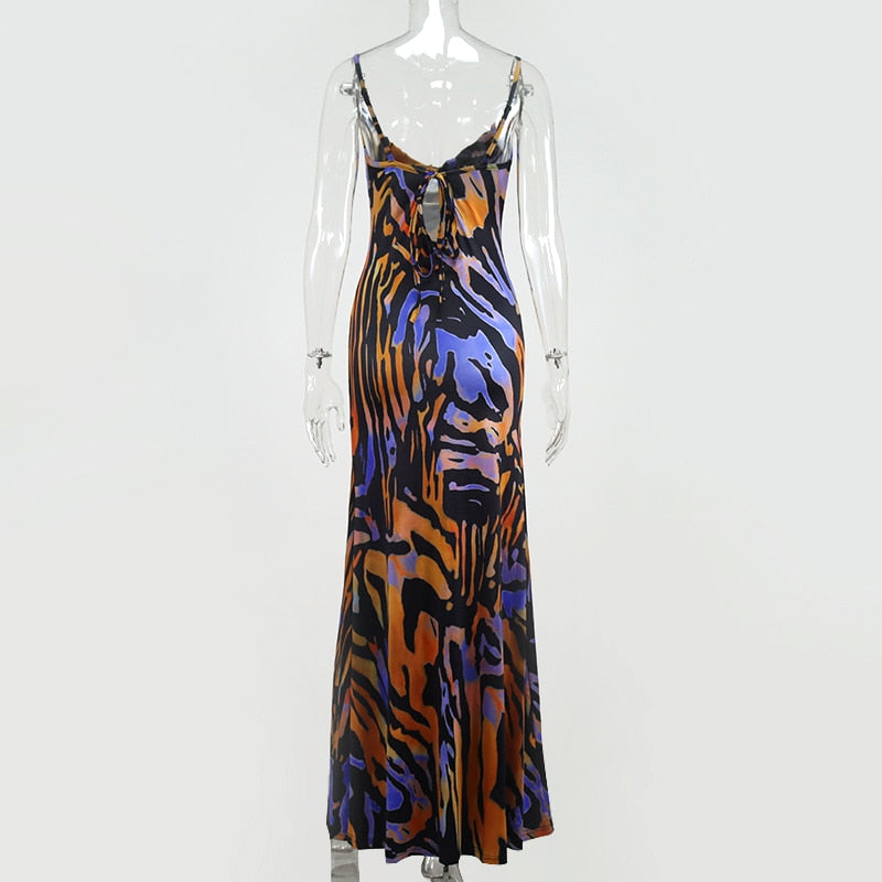 Printed Low Cut Dress - Executive-Skincare