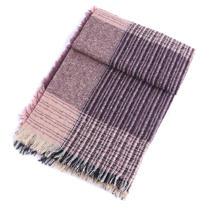 Ladies Circle Gauze Plaid Bristle Square Scarf - Executive-Skincare