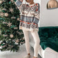 Women's Christmas Crew Neck Loose Jacquard Long Sleeve Sweater - Executive-Skincare