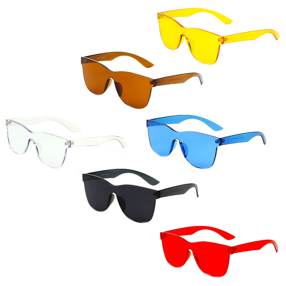 LEMOORE | S2057 - Retro Flat Lens Candy Color Square Rimless Tinted - Executive-Skincare