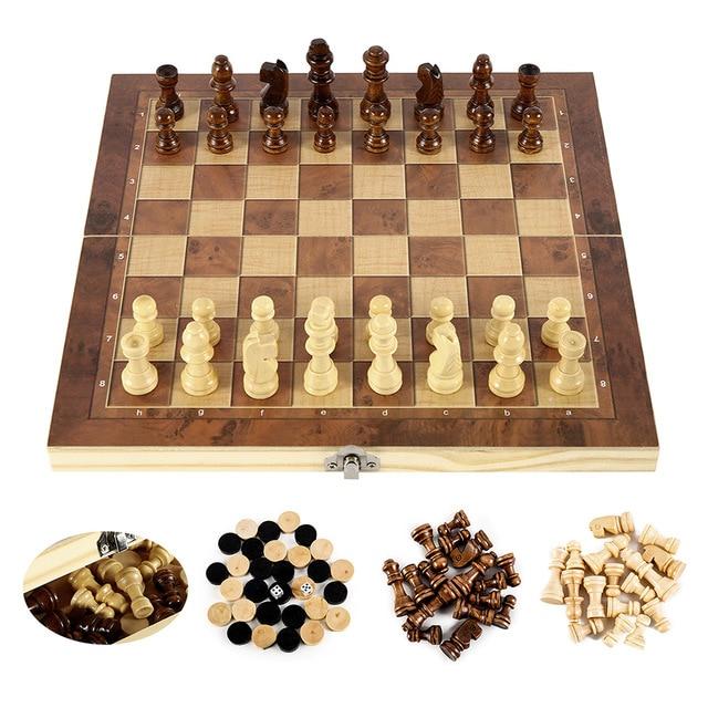 Foldable Wooden Chess Set Board Game - Executive-Skincare