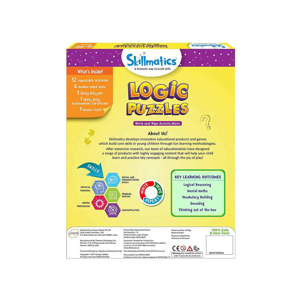 Skillmatics Logic Puzzle - Build Logic & Problem Solving Skills In - Executive-Skincare