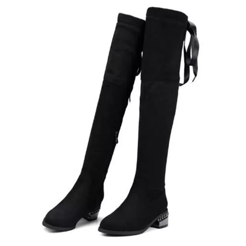 Winter New Style Fashion Square
Over Knee Boots overlapping Bandage - Executive-Skincare